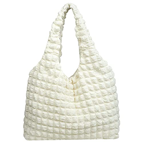 Anopo Damen Puffer Tote Bag Tasche Boho Handtasche Gepolsterte Umhängetasche mit Wolke Blase Entwurf Weich Leicht Beige von Anopo