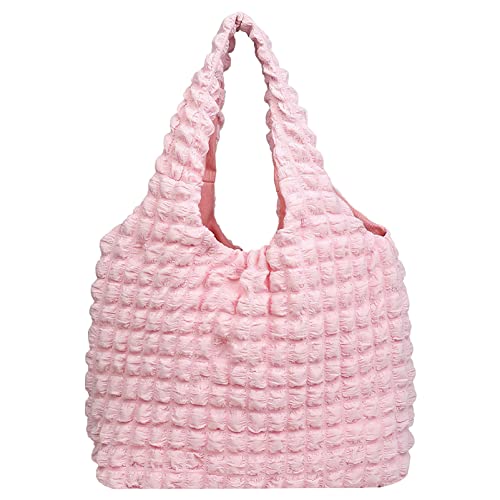 Anopo Damen Puffer Tote Bag Tasche Boho Handtasche Gepolsterte Umhängetasche mit Wolke Blase Entwurf Weich Leicht Rosa von Anopo