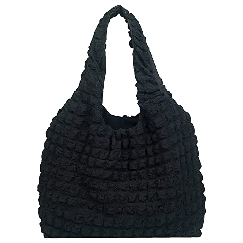 Anopo Damen Puffer Tote Bag Tasche Boho Handtasche Gepolsterte Umhängetasche mit Wolke Blase Entwurf Weich Leicht Schwarz von Anopo