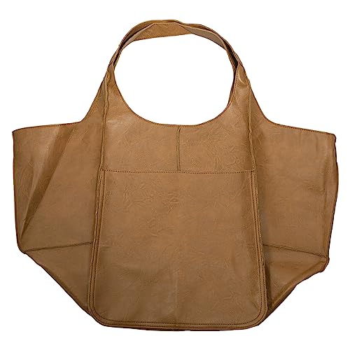 Anopo Extra Groß Handtasche für Damen Weich PU Leder Boho Tote Tasche XXL Shopper Schultertasche Überdimensionale Geldbörse für Arbeiten Reisen Hellbraun von Anopo