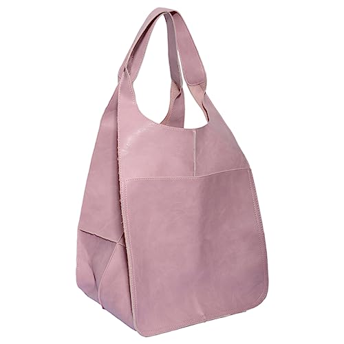 Anopo Extra Groß Handtasche für Damen Weich PU Leder Boho Tote Tasche XXL Shopper Schultertasche Überdimensionale Geldbörse für Arbeiten Reisen Rosa von Anopo