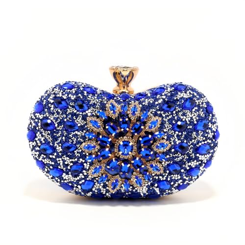 Anopo Funkelnde Strass Hochzeitstasche für Damen‌ Blau Kristall Abendtasche für Bräute mit Abnehmbarer Kette für Parties und Bälle von Anopo