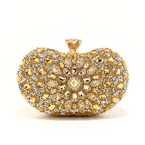 Anopo Funkelnde Strass Hochzeitstasche für Damen‌ Gold Kristall Abendtasche für Bräute mit Abnehmbarer Kette für Parties und Bälle von Anopo