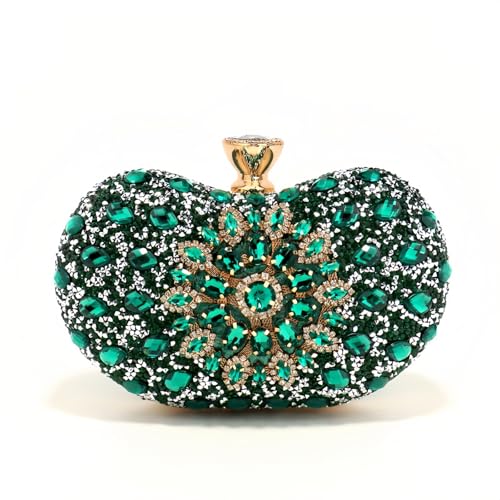 Anopo Funkelnde Strass Hochzeitstasche für Damen‌ Grün Kristall Abendtasche für Bräute mit Abnehmbarer Kette für Parties und Bälle von Anopo