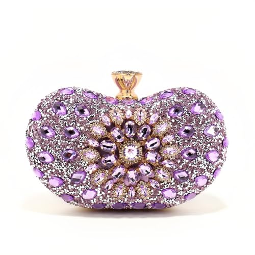 Anopo Funkelnde Strass Hochzeitstasche für Damen‌ Hellviolett Kristall Abendtasche für Bräute mit Abnehmbarer Kette für Parties und Bälle von Anopo
