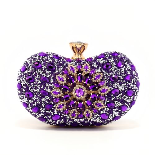 Anopo Funkelnde Strass Hochzeitstasche für Damen‌ Violett Kristall Abendtasche für Bräute mit Abnehmbarer Kette für Parties und Bälle von Anopo