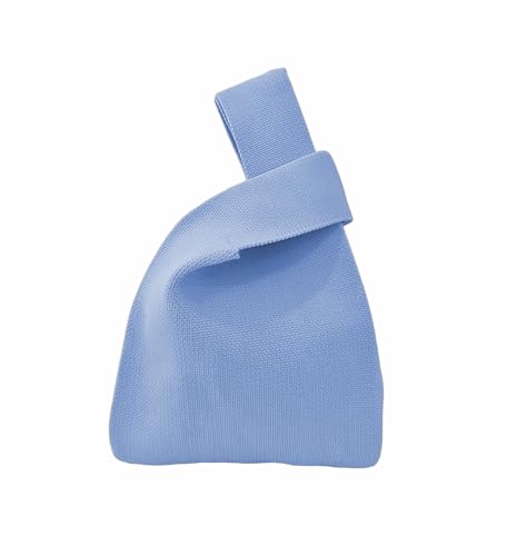 Anopo Kleine Knotentasche für Damen Mini Häkeltasche Handtasche Armbandtasche Dicht Gestrickte Geldbörse für Strand Reise Alltag Blau von Anopo
