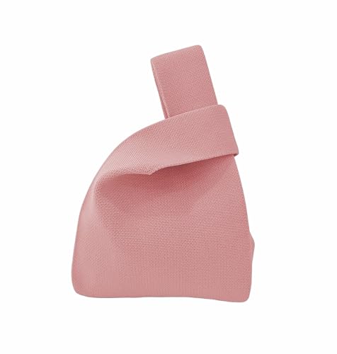 Anopo Kleine Knotentasche für Damen Mini Häkeltasche Handtasche Armbandtasche Dicht Gestrickte Geldbörse für Strand Reise Alltag Hellrosa von Anopo