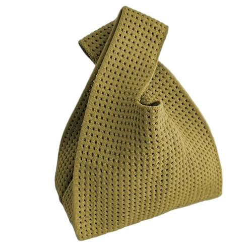 Anopo Kleine Knotentasche für Damen Mini Häkeltasche Handtasche Armbandtasche Dicht Gestrickte Geldbörse für Strand Reise Alltag Hohl Grün von Anopo