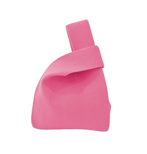 Anopo Kleine Knotentasche für Damen Mini Häkeltasche Handtasche Armbandtasche Dicht Gestrickte Geldbörse für Strand Reise Alltag Rosa von Anopo