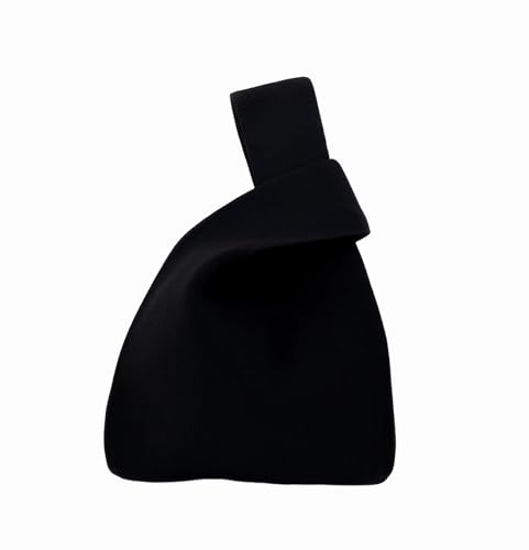 Anopo Kleine Knotentasche für Damen Mini Häkeltasche Handtasche Armbandtasche Dicht Gestrickte Geldbörse für Strand Reise Alltag Schwarz von Anopo