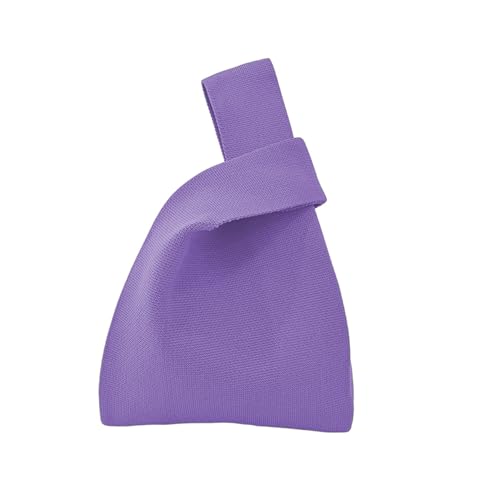 Anopo Kleine Knotentasche für Damen Mini Häkeltasche Handtasche Armbandtasche Dicht Gestrickte Geldbörse für Strand Reise Alltag Violett von Anopo