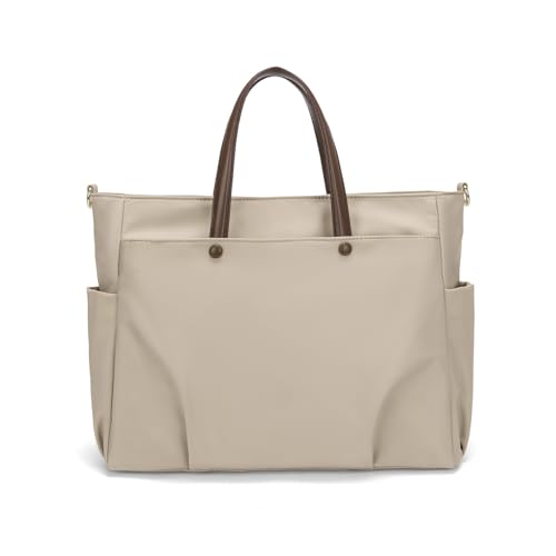 Anopo Laptop Handstache Computer Tote Tasche für Arbeit mit Trolley-Hülle Wasserdicht Shopper Umhängetasche Damen Herren 15 Zoll Aprikose von Anopo