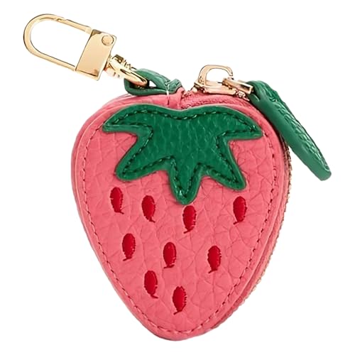 Anopo Münzbörse Schlüsselanhänger in Erdbeerform Kleiner Charmbeutel für Handtaschen und Rucksäcke von Anopo