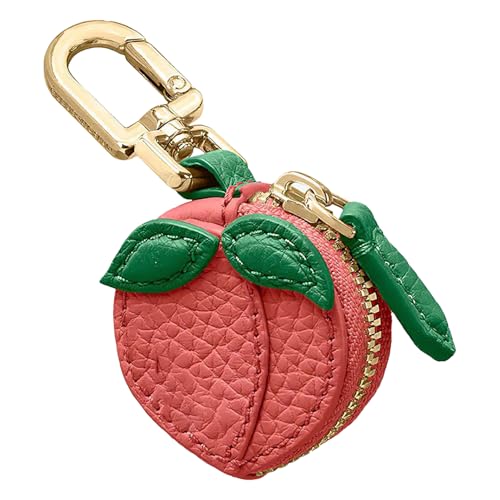 Anopo Münzbörse Schlüsselanhänger in Pfirsichform Kleiner Charmbeutel für Handtaschen und Rucksäcke von Anopo