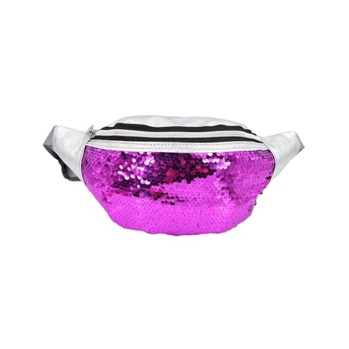 Anopo Pailletten Gürteltasche für Damen Kleine Glitzernde Hüfttasche Brusttasche mit Verstellbarem Gürtel Violett von Anopo