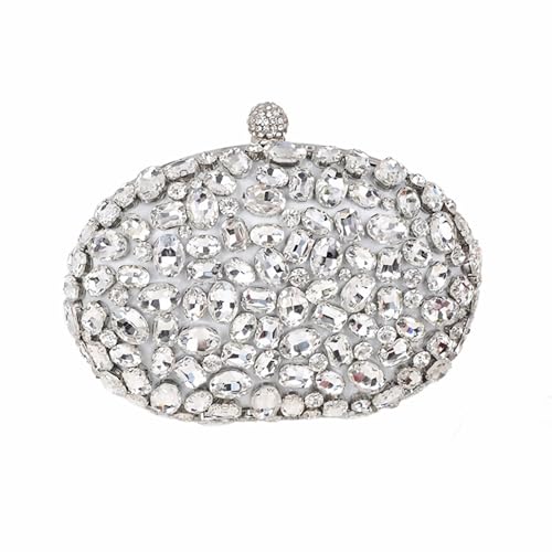Anopo Schwarz Strass Clutch für Damen‌ Runde Pfauen Abendtasche mit Querbody Kette für Hochzeiten und Feiern von Anopo