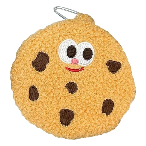 Anopo Süßes Plüsch Münzgeldbörse für Damen Kawaii Geldbörse mit Reißverschluss Lustige Geldbörse in Keksform mit langem Riemen Gelb von Anopo