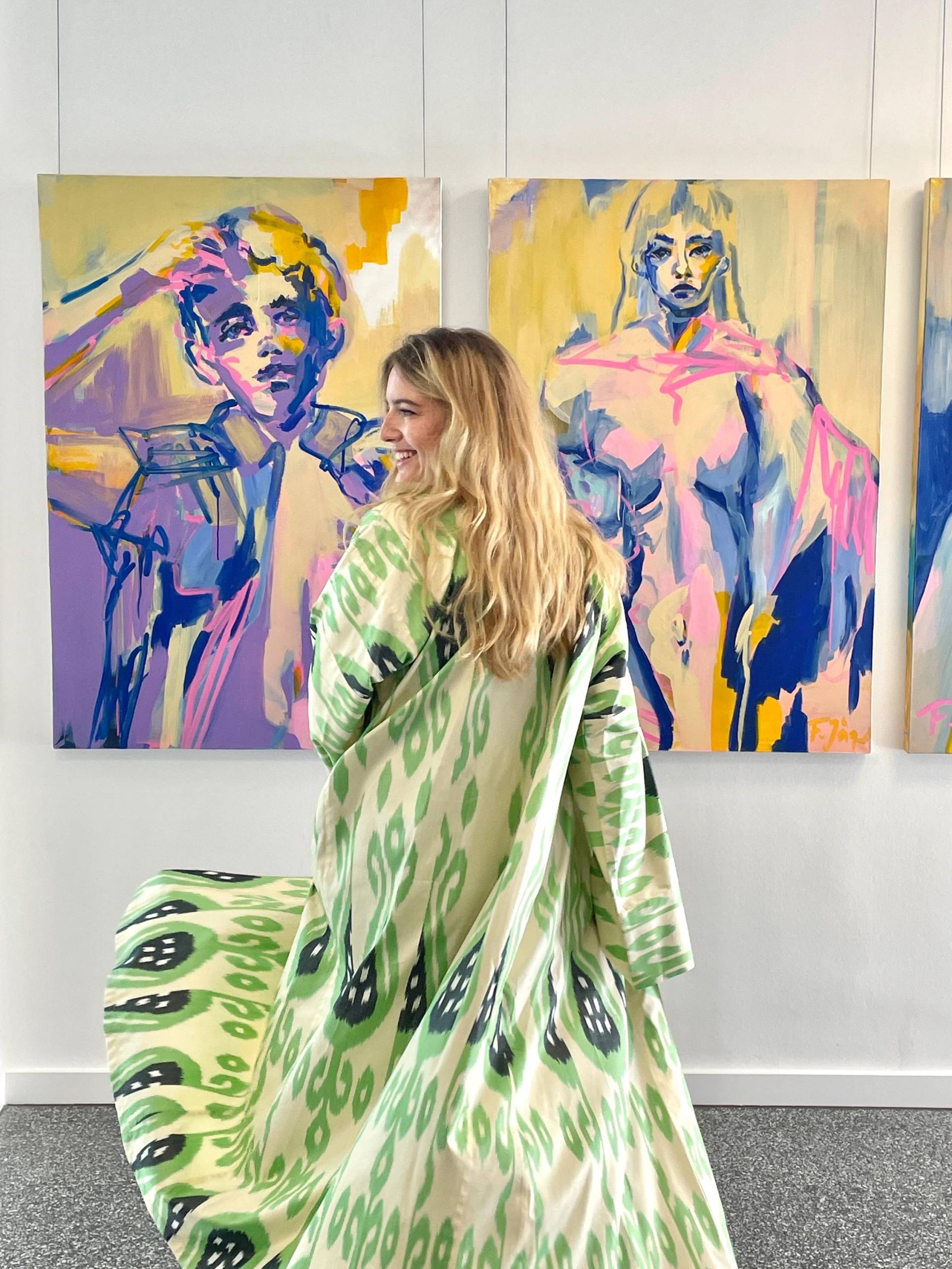Exklusiver Kaftan Aus Handgewebter, Handgefärbter Premium-Baumwolle. Traditionelle Ikat-Technik, Unesco-Immaterielles Kulturerbe/ Caftan Exklusiver Kaftan Aus Handgewebter, Handgefärbter Premium-Baumwolle. Traditionelle Ikat-Technik, Unesco-Immaterielles Kulturerbe/ Caftan von AnorAmor