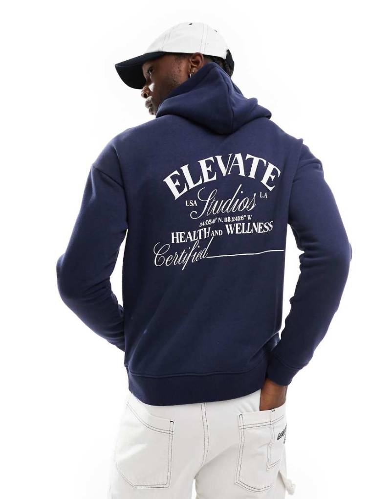 Another Influence - Elevate - Oversize-Kapuzenpullover in Marineblau von Another Influence