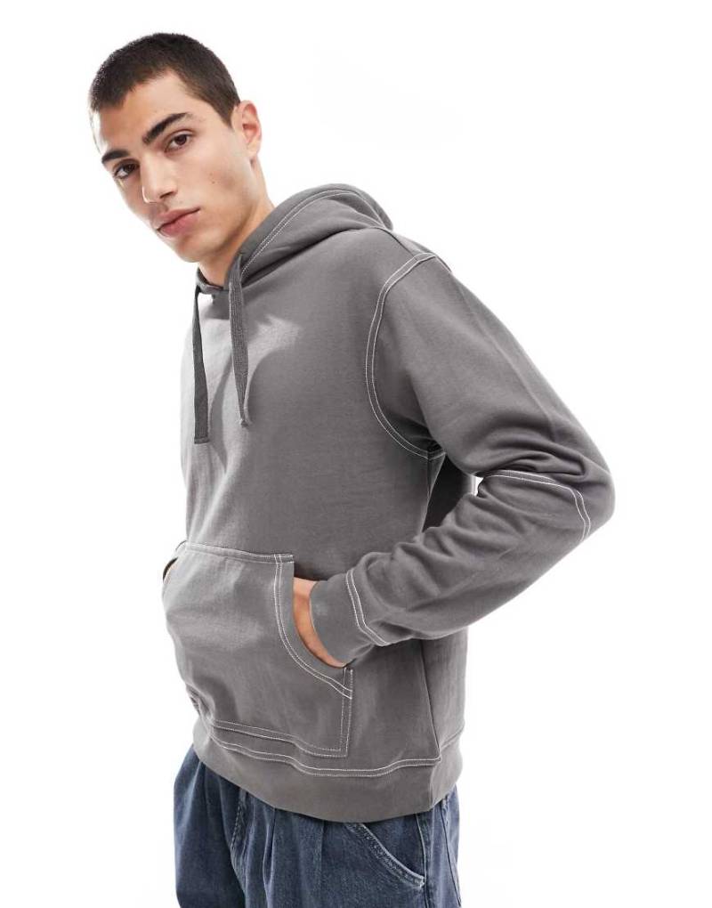 Another Influence - Kapuzenpullover in Anthrazit mit Kontrastnaht-Grau von Another Influence