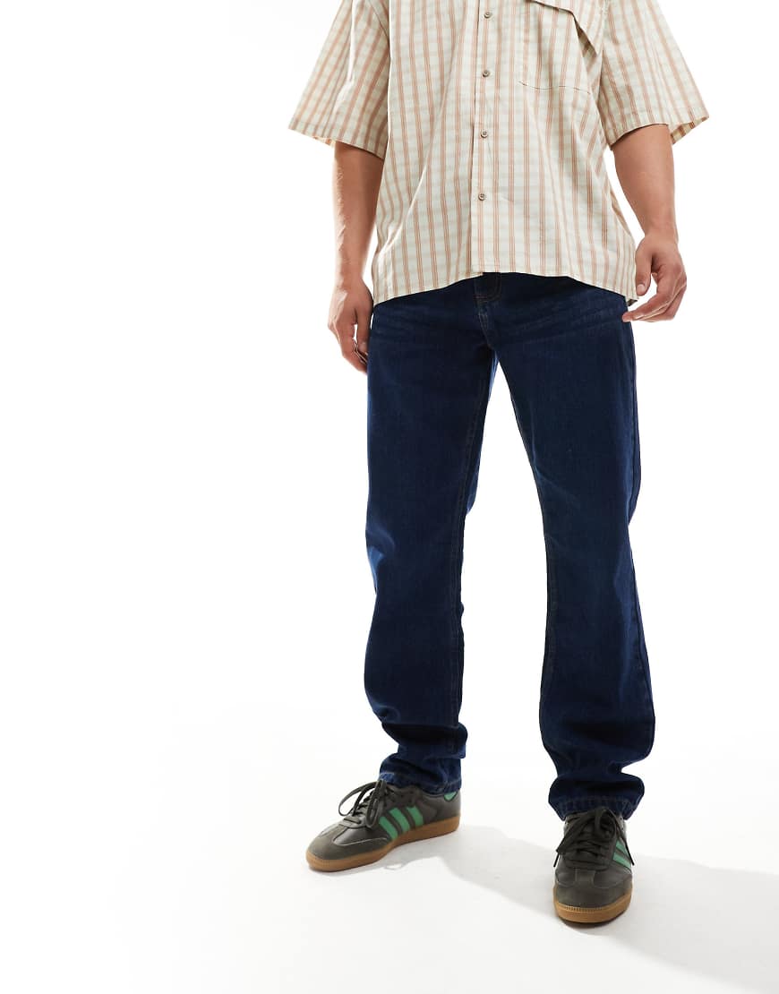 Another Influence - Locker geschnittene Jeans in verwaschenem Indigoblau mit geradem Schnitt-Marineblau von Another Influence