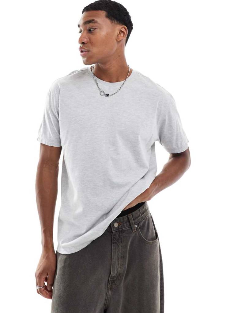 Another Influence - Oversize-T-Shirt in Grau meliert mit Ziernähten von Another Influence