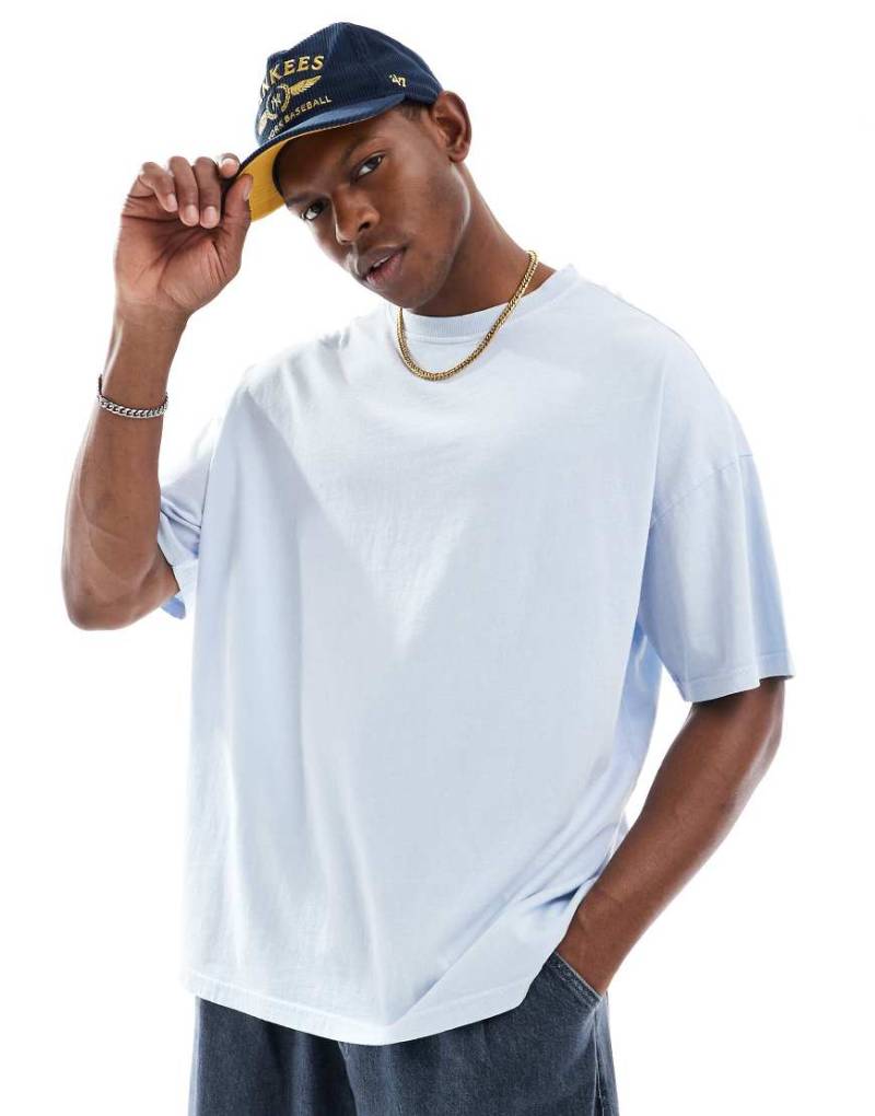 Another Influence - Oversize-T-Shirt in blauer Acid-Waschung von Another Influence