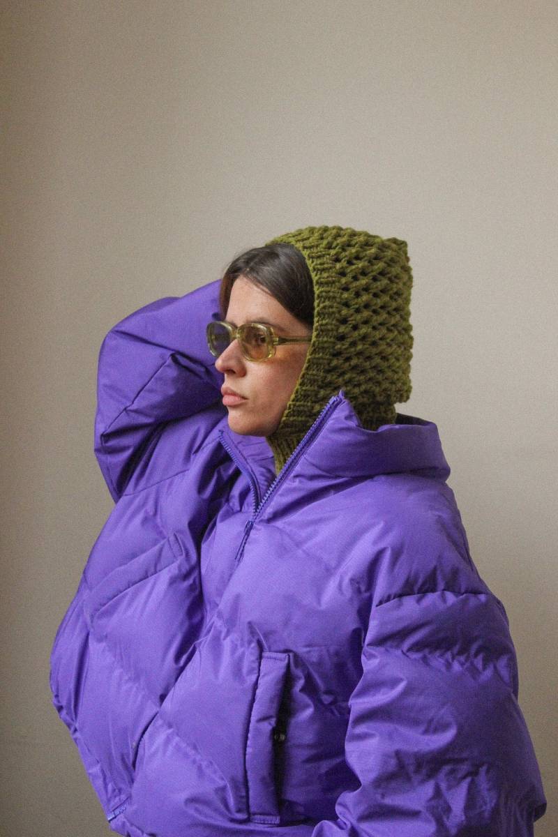 Demi-Season-Sturmhaube in Khakigrün; Mango-Socky-Sturmhaube, Strickmütze, Strickhelm, Häkel-Sturmhaube von AnotherHatBag