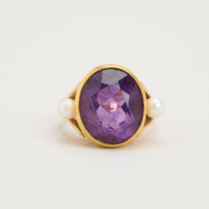 Ring Mit Amethyst Und Perle in 14K Gold Gr. 5 | Echtes von AnothersLegacy
