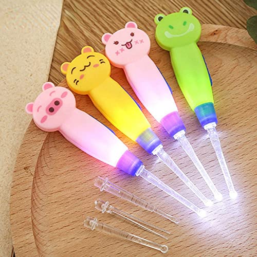 Anoudon Ear Pick Ohr Reinigung Cartoon Kinder Baby Safe Kunststoff Löffel Earpicks Curette Ohr Wachs Cleaner entfernen Werkzeug mit LED-Licht 4pcs von Anoudon