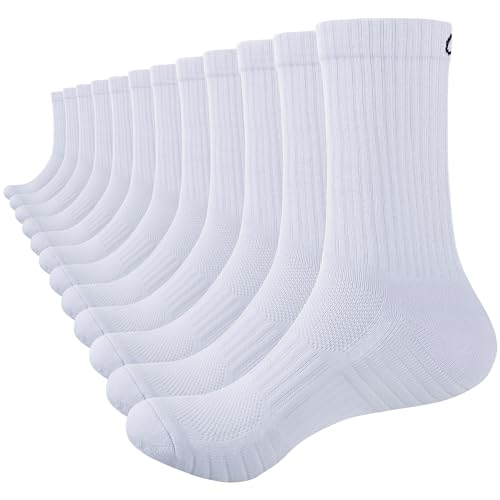 anqier 6 Paar Socken Herren Gepolstert Damen Sportsocken 39-42 Wandersocken Atmungsaktiv Trekkingsocken 43-46 Arbeitssocken Warme Baumwolle Socken für Laufen Training Sport Tennis von anqier