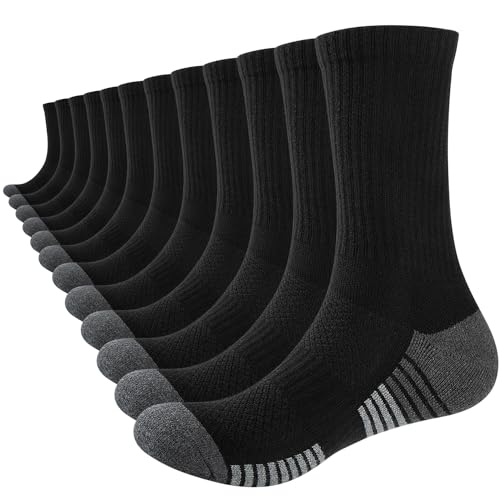 anqier 6 Paar Socken Herren Gepolstert Damen Sportsocken 39-42 Wandersocken Atmungsaktiv Trekkingsocken 43-46 Arbeitssocken Warme Baumwolle Socken für Laufen Training Sport Tennis von anqier