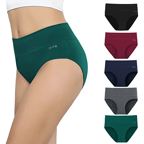 anqier Unterhosen Damen, 5er Pack Stretch Baumwolle Hohe Taille Slips Damen Atmungsaktiv Panties Weich Frauen Unterwäsche von anqier