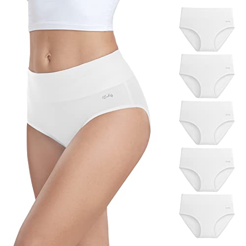 anqier Unterhosen Damen, 5er Pack Stretch Baumwolle Hohe Taille Slips Damen Atmungsaktiv Panties Weich Frauen Unterwäsche von anqier