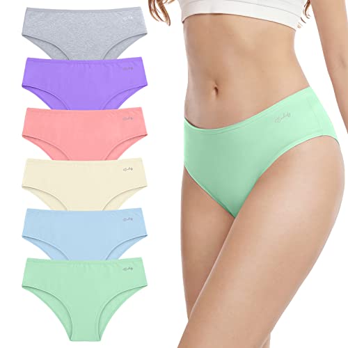 anqier Unterhosen Damen, 6er Pack Baumwolle Pantys Atmungsaktiv Slips Bequeme Damen Hipster Frauen Unterwäsche von anqier