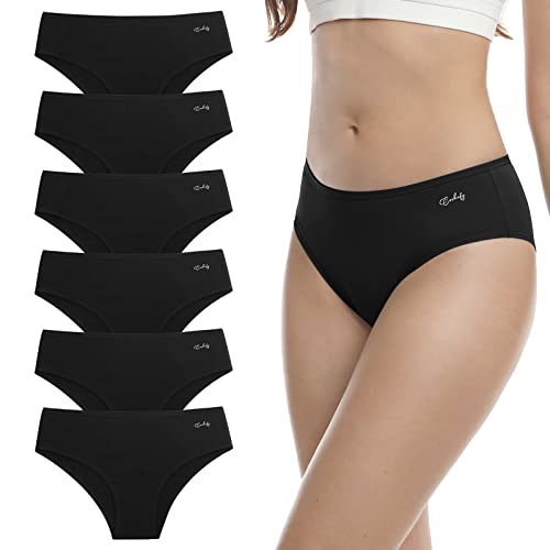 anqier Unterhosen Damen, 6er Pack Baumwolle Pantys Atmungsaktiv Slips Bequeme Hipster Frauen Unterwäsche von anqier