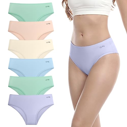 anqier Unterhosen Damen, 6er Pack Baumwolle Pantys Atmungsaktiv Slips Bequeme Hipster Frauen Unterwäsche von anqier