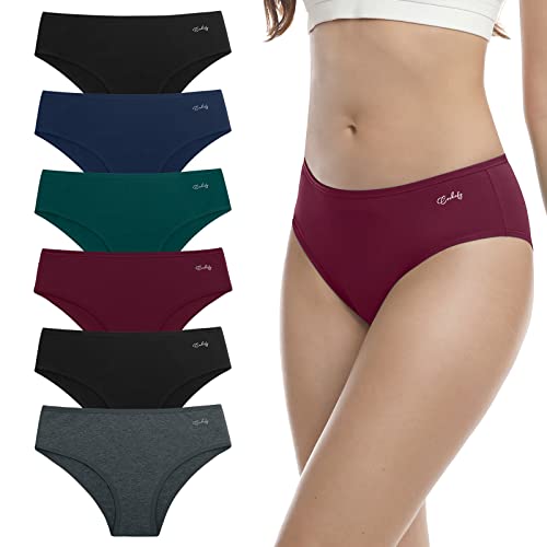 anqier Unterhosen Damen, 6er Pack Baumwolle Pantys Atmungsaktiv Slips Bequeme Hipster Frauen Unterwäsche von anqier