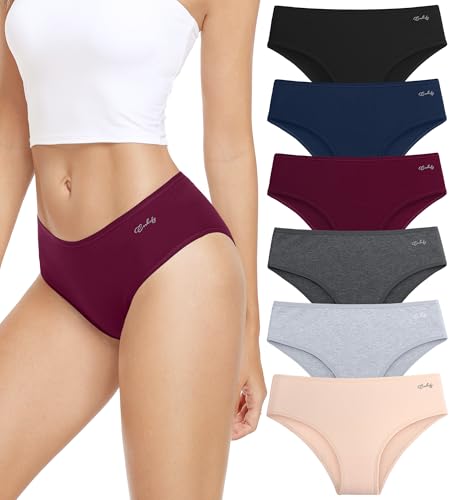 anqier Unterhosen Damen, 6er Pack Baumwolle Panties Atmungsaktiv Slips Damen Bequeme Hipster Frauen Unterwäsche von anqier