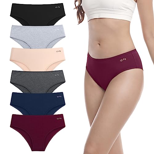 anqier Unterhosen Damen, 6er Pack Baumwolle Pantys Atmungsaktiv Slips Bequeme Hipster Frauen Unterwäsche von anqier