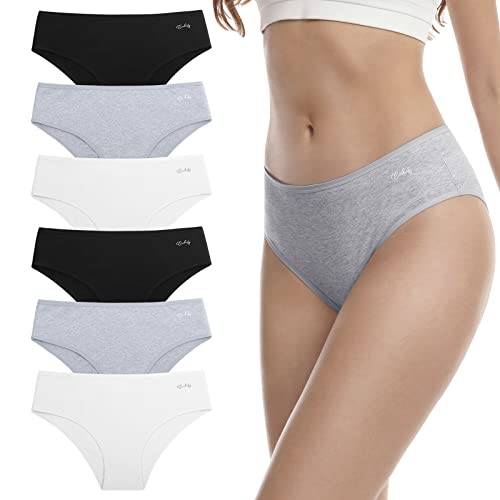 anqier Unterhosen Damen, 6er Pack Baumwolle Pantys Atmungsaktiv Slips Damen Bequeme Hipster Frauen Unterwäsche von anqier