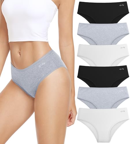 anqier Unterhosen Damen, 6er Pack Baumwolle Panties Atmungsaktiv Slips Damen Bequeme Hipster Frauen Unterwäsche von anqier