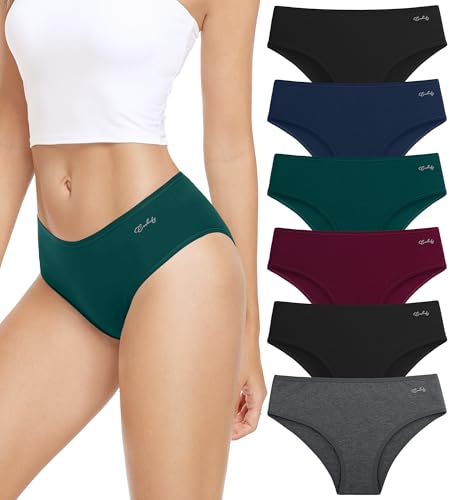 anqier Unterhosen Damen, 6er Pack Baumwolle Panties Atmungsaktiv Slips Damen Bequeme Hipster Frauen Unterwäsche von anqier
