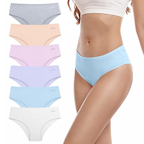 anqier Unterhosen Damen, 6er Pack Baumwolle Pantys Atmungsaktiv Slips Damen Bequeme Hipster Frauen Unterwäsche von anqier