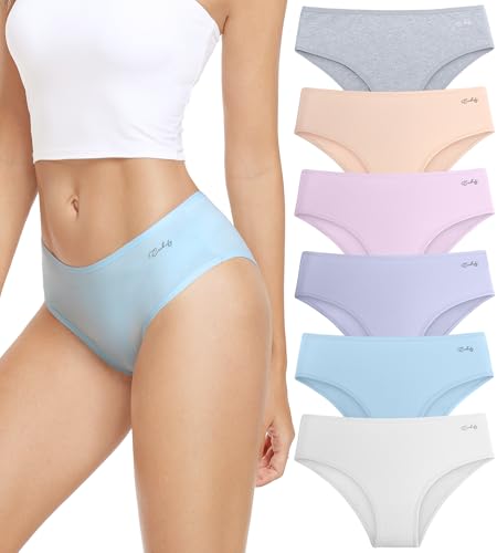 anqier Unterhosen Damen, 6er Pack Baumwolle Panties Atmungsaktiv Slips Damen Bequeme Hipster Frauen Unterwäsche von anqier