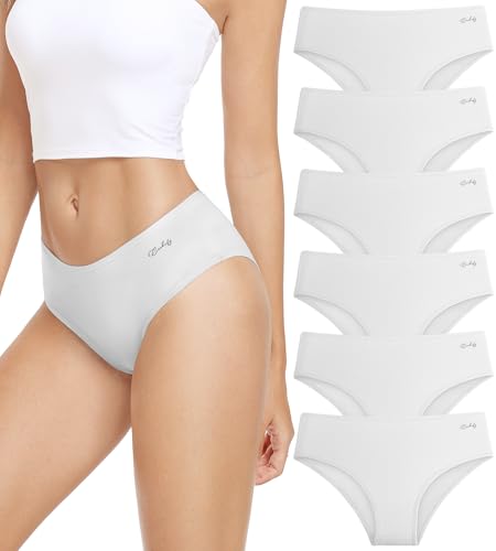 anqier Unterhosen Damen, 6er Pack Baumwolle Panties Atmungsaktiv Slips Damen Bequeme Hipster Frauen Unterwäsche von anqier