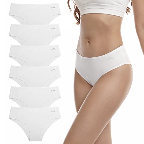 anqier Unterhosen Damen, 6er Pack Baumwolle Pantys Atmungsaktiv Slips Damen Bequeme Hipster Frauen Unterwäsche von anqier