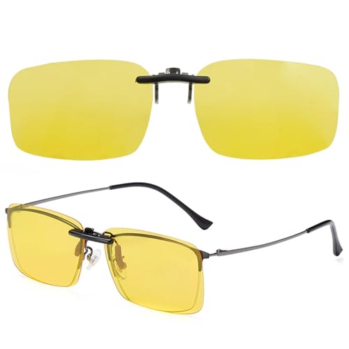Polarisierte Clip-on Nachtfahrbrille, Nachtfahrbrille für Männer und Frauen, Reduziert effektiv helle Lichter und Blendung von Scheinwerfern, Erhellt die Straßenoberfläche bei Nacht, Hochauflösende Si von Anrbb