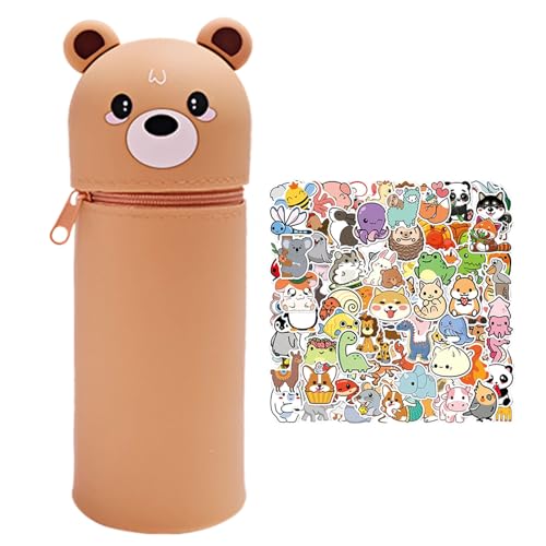 Federmäppchen für die Schule, 2 in 1, aus weichem Silikon, mit selbstfärbendem Tier – Kawaii, Federmäppchen, Schule, Kinder, Bär, Kawaii Federmäppchen für die Schule, 2 in 1, aus weichem Silikon, mit selbstfärbendem Tier – Kawaii, Federmäppchen, Schule, Kinder, Bär, Kawaii von Ansamy